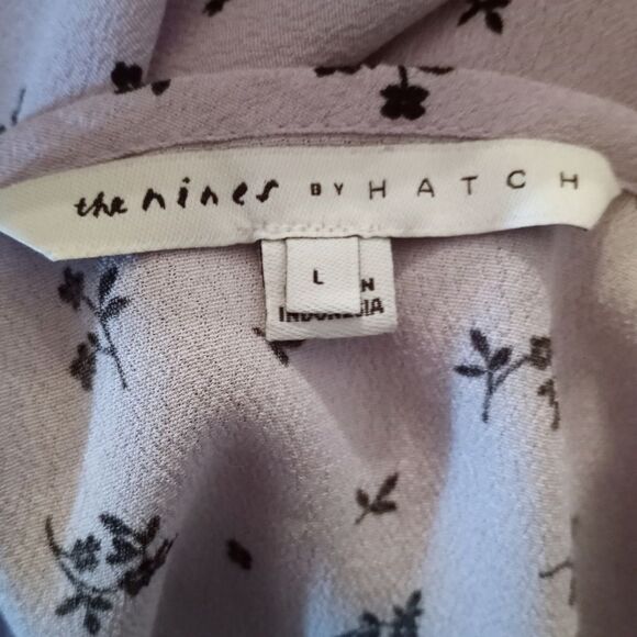 THE NINES BY HATCH LAVENDER & BLACK FLORAL MATERNITY TOP SZ.L EUC - Picture 6 of 7